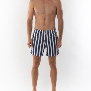 NEW! Azul Siete Navy Blue Stripe Swim Trunk